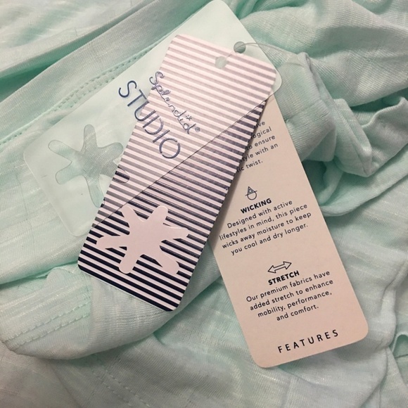 SPLENDID Aqua Rayon Blend Vented Back Fitness Top Tank Hi Low Activewear Yoga - Picture 10 of 13